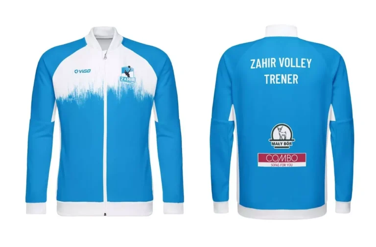 Bluza treningowa z długim zamkiem dla Zahir Volley Wschowa w kolorze niebieskim