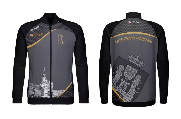 Bluza treningowa z długim zamkiem szaro-czarna dla UKS ZSMS Poznań