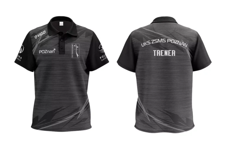 Czarna koszulka polo z nadrukiem dla UKS ZSMS Poznań