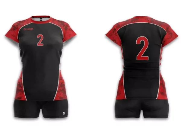 Koszulka siatkarska damska Camo w kolorze czarno-czerwonym