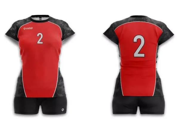 Koszulka siatkarska damska Camo w kolorze czerwono-czarnym