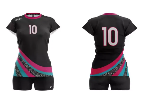 Koszulka siatkarska damska Jump w kolorze czarno-różowym