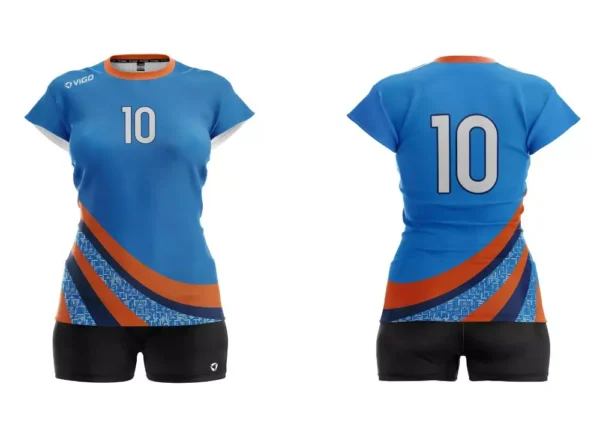 Koszulka siatkarska damska Jump w kolorze niebiesko-pomarańczowym