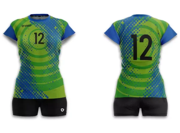 Koszulka siatkarska damska Play-off w kolorze niebiesko-limonkowym