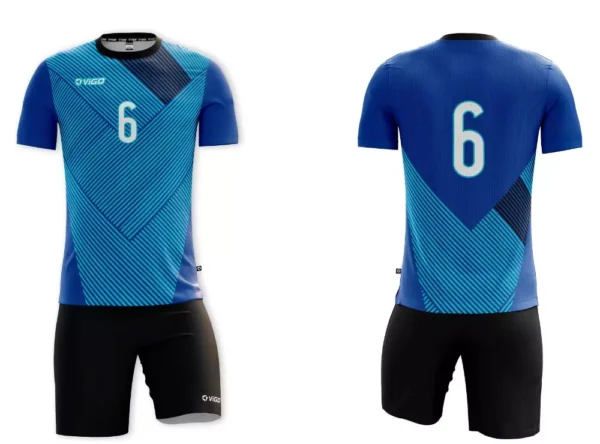 Koszulka siatkarska męska Libero z dynamicznym wzorem w odcieniach błękitu i niebieskiego