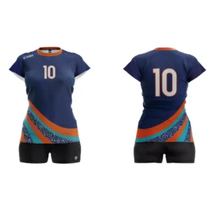 Strój siatkarski damski Jump w kolorze granatowo-pomarańczowym