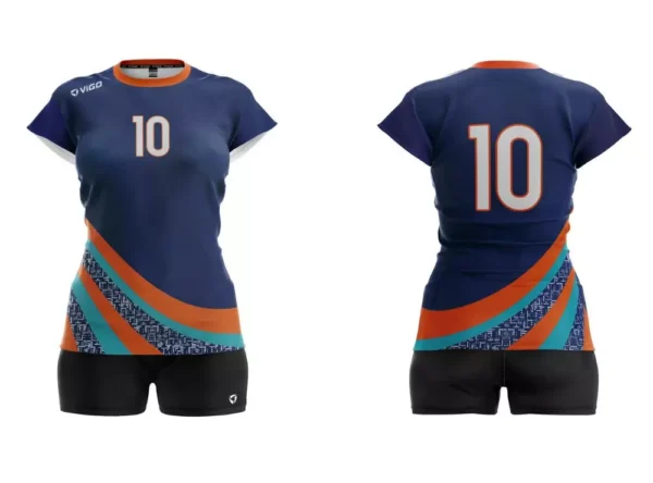 Strój siatkarski damski Jump w kolorze granatowo-pomarańczowym