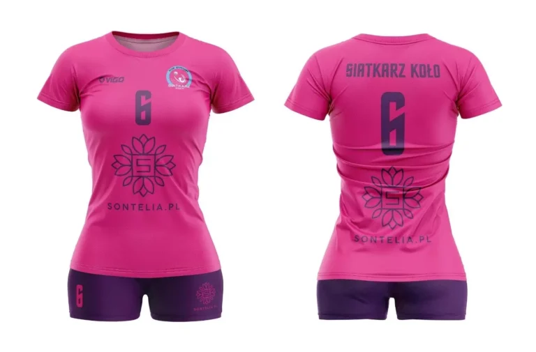 Damski strój do siatkówki dla Klubu Sportowegi Siatkarz Koło w kolorze fuksji