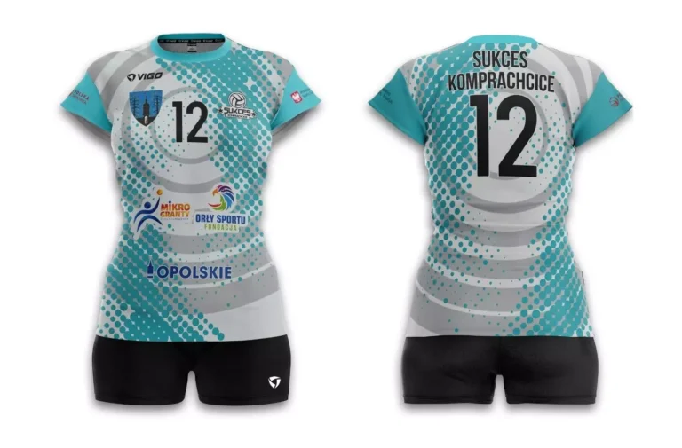 Damska koszulka siatkarska Play-Off w kolorze błękitno-białym dla Sukces Komprachcice