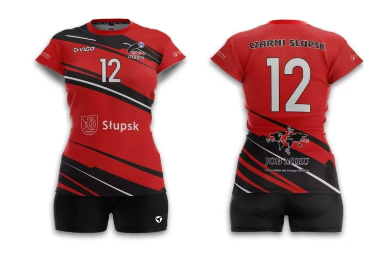 Damski strój siatkarski dla TPS Czarni Słupsk w kolorze czerwono-czarnym