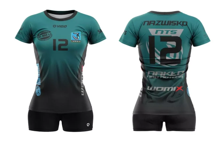 Damski strój siatkarski dla NTS Trójka Nakło w kolorze morskim