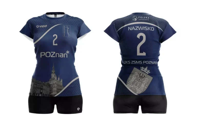 Damskie koszulki siatkarskie dla UKS ZSMS Poznań w kolorze ciemno-niebieskim