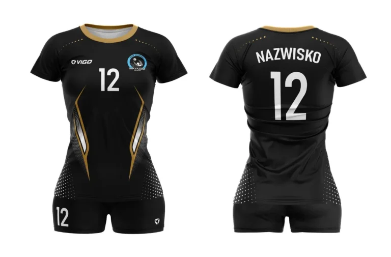 Strój siatkarski damski Point dla zawodniczek Klubu Sportowego Siatkarz Koło w kolorze czarnym