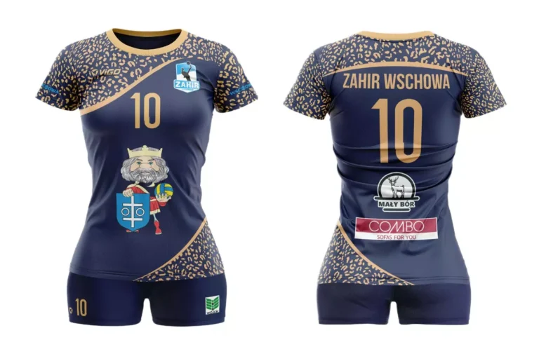 Strój siatkarski damski dla zawodniczki Zahir Wschowa w kolorze granatowym