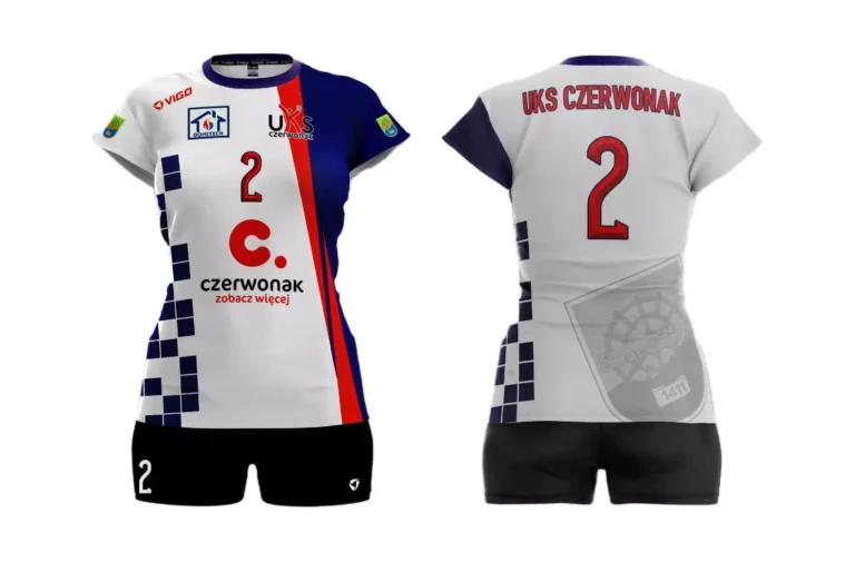 Strój siatkarski damski dla zawodniczki UKS Czerwonak w kolorze białym