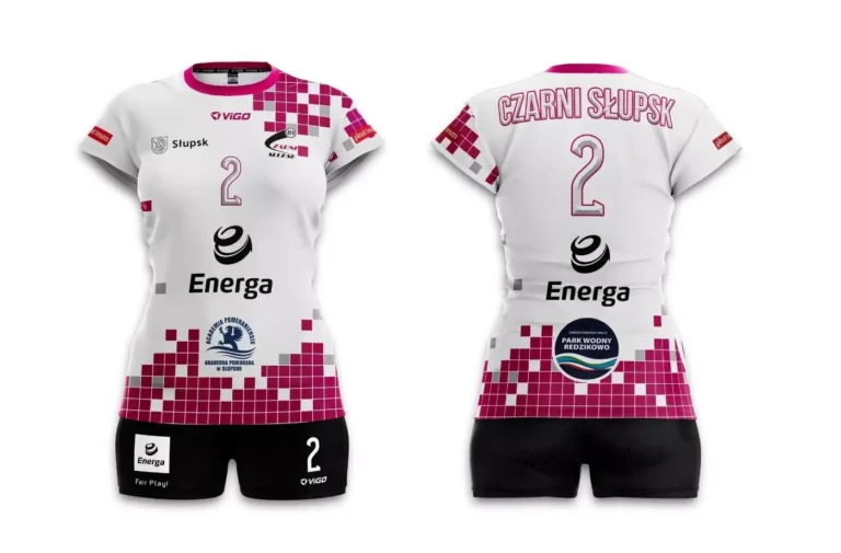 Damski strój siatkarski Mirage dla TPS Czarni Słupsk w kolorze białym