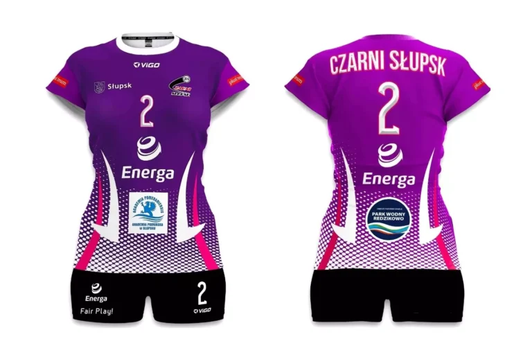 Damski strój siatkarski Fire dla TPS Czarni Słupsk w kolorze fioletowym