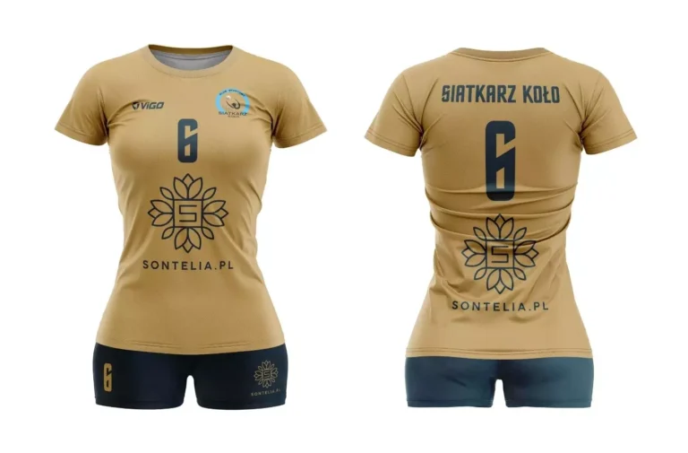 Damski strój do siatkówki dla Klubu Sportowegi Siatkarz Koło w kolorze złotym