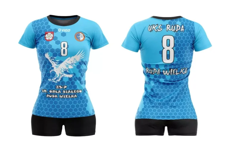 Damski strój do siatkówki dla UKS Ruda w kolorze niebieskim