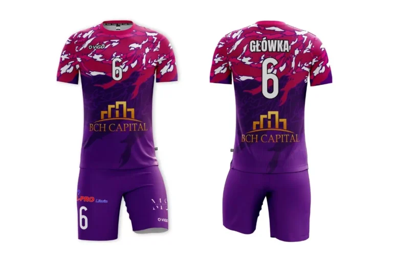 Strój siatkarski męski Attack w kolorze różowo-fioletowym