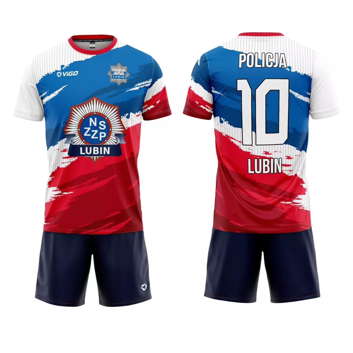 Stroje piłkarskie z nadrukiem marki VIGO dla policji z Lubina