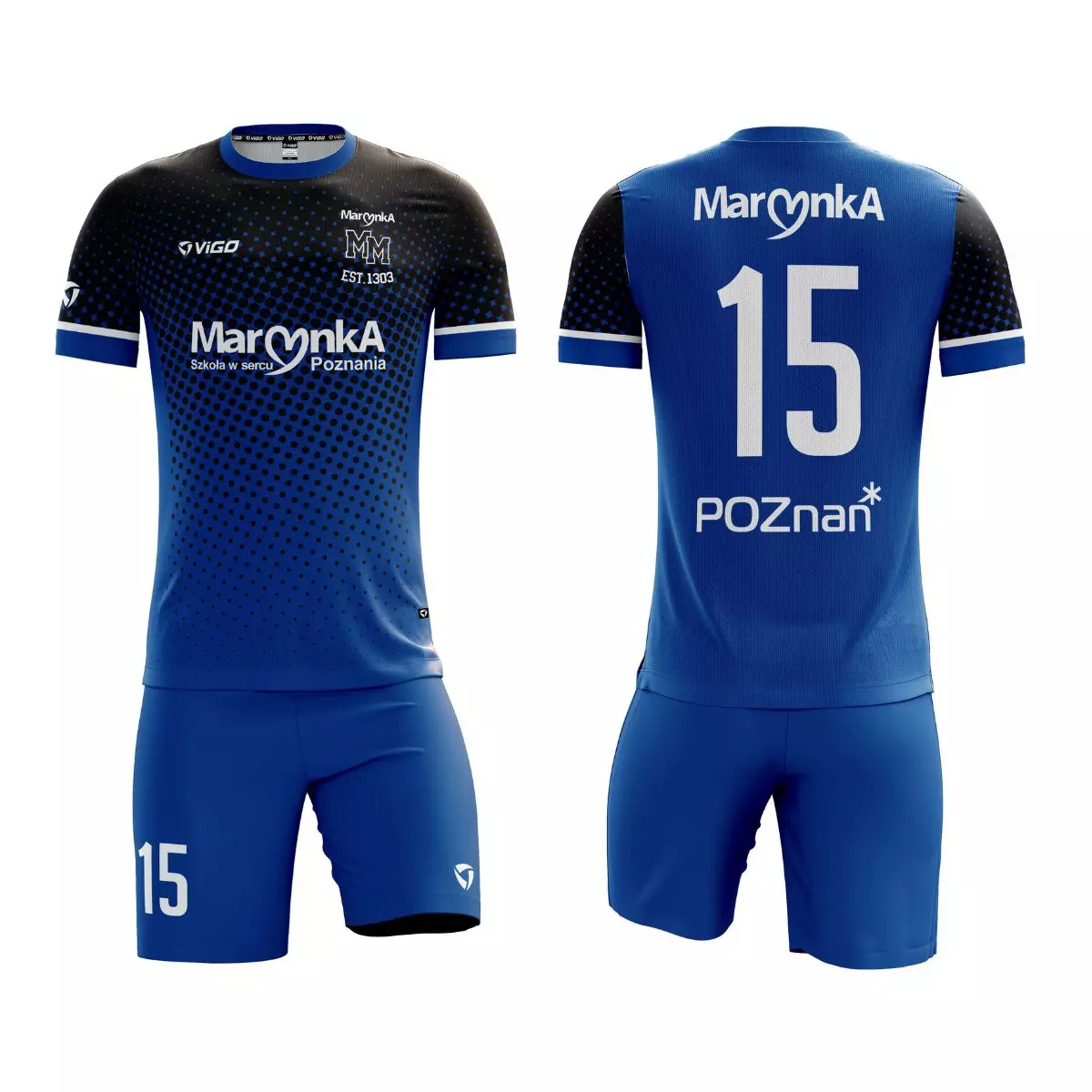 Stroje piłkarskie z nadrukiem dla LO im. św. Marii Magdaleny w Poznaniu